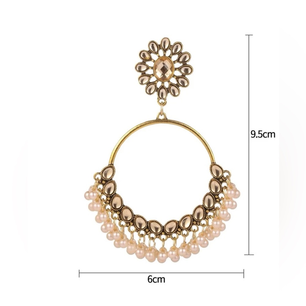 Indian hoop earrings Bollywood style earrings pearl charm round design